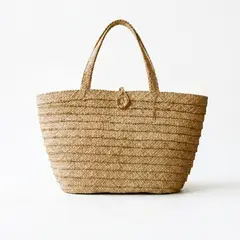 START FG - Bolso Playero de junco beige en color natural Tejido a mano Modelo Dalas