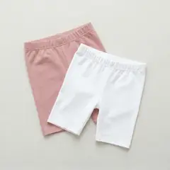 GENERICO - Set x2 Biker Short Niña Algodón Blanco y Rosa Palo - Angela Kids