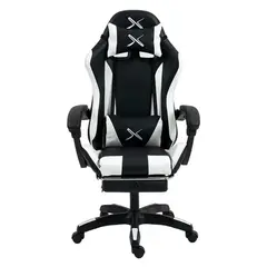 GENERICO - Silla Gamer Lyzor con Posapiés SGBWTWN135A- Negro y Blanco