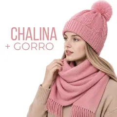 OEM - Chalina Rosada + Gorro Con Pompón De Tela Suave