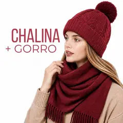 OEM - Chalina Roja + Gorro Con Pompón De Tela Suave
