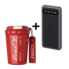 REMAX - Combo Vaso Coca-Cola Rojo 390 ml + Power Bank RPP-10 Negro