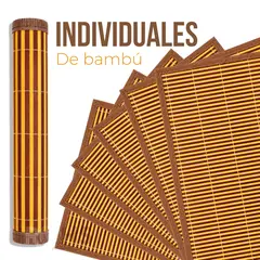 OEM - Set 6 Individuales Rectangulares De Bambú Marrón 42x30 cm Enrollables Para Mesa Comedorr
