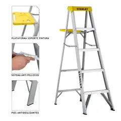 STANLEY - Escalera tipo tijera de aluminio 4 peldaños