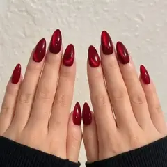GENERICO - Uñas Press On - Cat eye rojo intenso