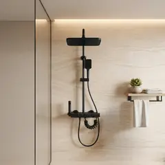 FRATELLI - Ducha Multifuncional Moderna SFNA 4 Teclas C/Rociador - Negro -