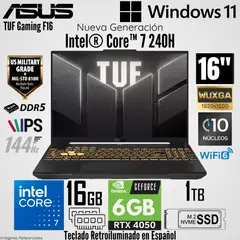 ASUS - Laptop TUF Gaming F16 FX607VU-RL228 Intel Core 7 240H 16GB RAM 1TB SSD RTX 4050-6GB 16" WUXGA