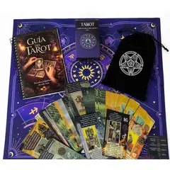 GENERICO - KIT CARTAS TAROT PARA PRINCIPIANTES CON LIBRO GUIA Y MANTEL