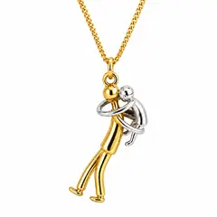 GENERICO - Collar Abrazo Eterno Papá e Hijo Acero Inoxidable Dorado Regalo Hombre