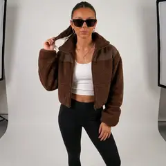 GENERICO - CASACA PELUCHE BRIGADORA TENDENCIA OTOÑO DE MUJER