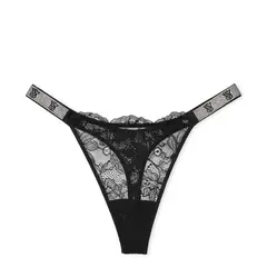 Victoria'S Secret - CALZON TANGA VICTORIAS SECRET NEGRA CON ENCAJE TIRA BRILLANTE TL