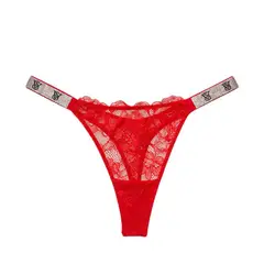 Victoria'S Secret - CALZON TANGA VICTORIAS SECRET ROJO CON ENCAJE TIRA BRILLANTE TL