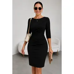 GENERICO - Vestido Elegante Drapeado en Cintura
