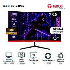 Teros - Monitor gamer curvo 24 pulgadas Full HD 144Hz 1ms VA FreeSync HDMI DP TE-2403S
