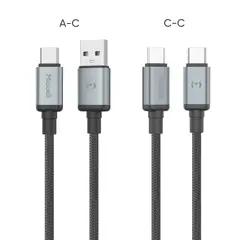 MICCELL - Cable USB-C y Tipo C a Tipo C 3A Carga Rápida Nylon Trenzado
