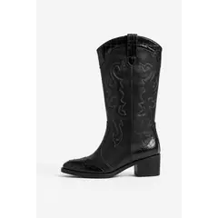 GENERICO - BOTAS TEXANAS EN TACO DE 5 CM EN TONO NEGRO