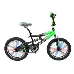 GENERICO - Bicicleta BMX Aro 20 con Suspensión y Rayos de Colores Negro con Verde