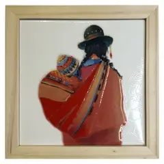 KANTU - Cuadro Cholita y Wawa 18X18X1.2