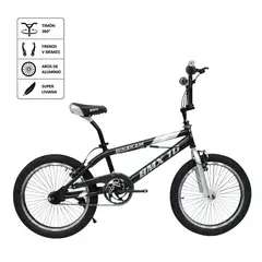GENERICO - Bicicleta BMX Freestyle Aro 20 con Timón 360° Negra con gris