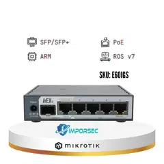 MIKROTIK - Router E60Igs Con 5 Puertos Gigabit, 1 Puerto Sfp, Cpu Dual Core, 512Mb Ram L4