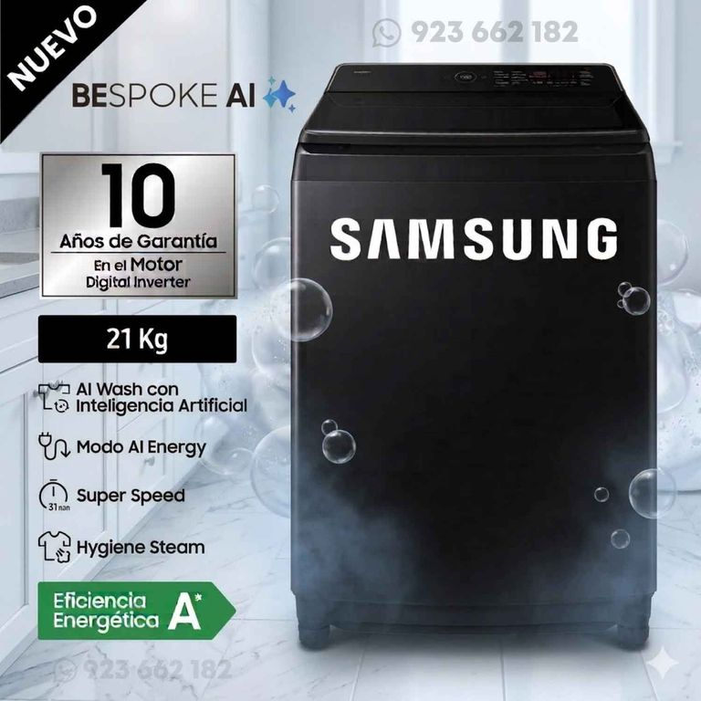 Lavadora 21kg AI Wash EcoBubble WA80F21B9BPE - Negra Modelo Nuevo