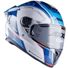 CES - CASCO MOTO AXXIS HAWK TITAN A7 BLANCO AZUL BRILLO