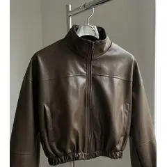 GENERICO - CASACA OVERSIZE CROP MARRON TENDENCIA MUJER