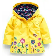 GENERICO - Casaca Amarilla de Lluvia Impermeable para Niñas con Capucha