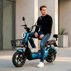 FUTUR - Bicimoto Eléctrica OXEN de Litio, 25kmh, 35km, 350W Azul Metálico