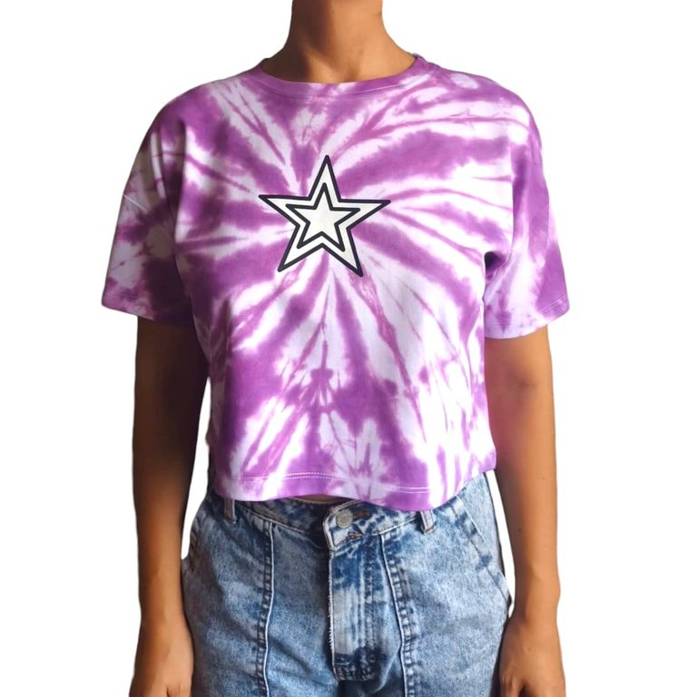 Polo Mujer Crop Top Básico estrella TIE DYE - Lila