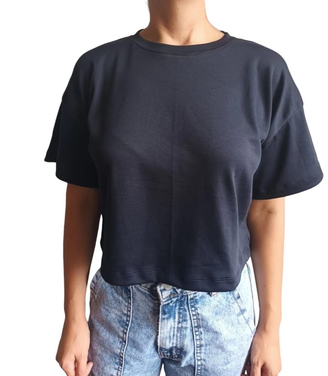 Polo Mujer Crop Top Básico - Negro
