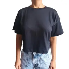 GENERICO - Polo Mujer Crop Top Básico - Negro