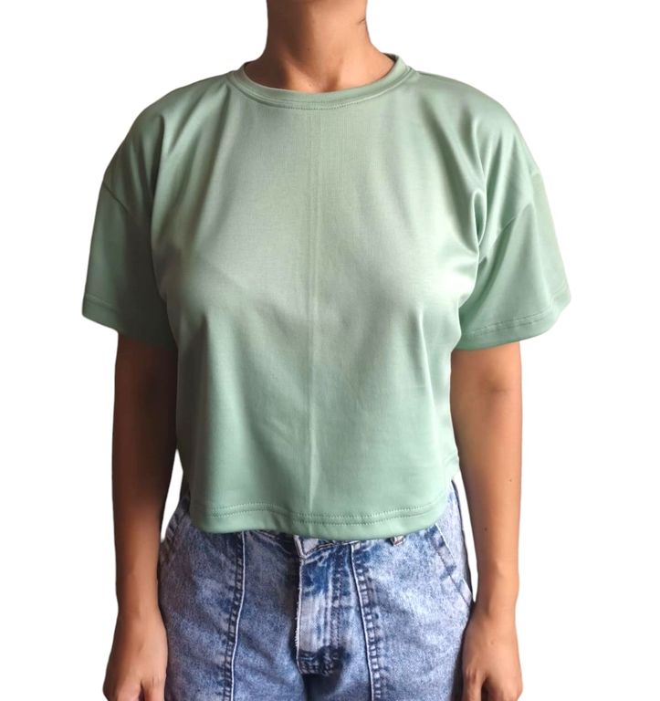 Polo Mujer Crop Top Básico - Verde