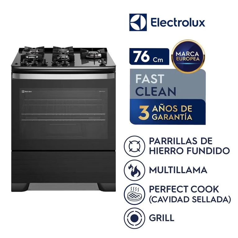 Cocina 5 Quemadores 76 cm Black F5ECB