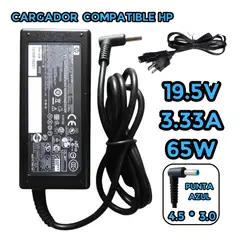 GENERICO - CARGADOR PARA LAPTOP HP 19.5V 3.33A 65W PUNTA AZUL 4.5 x 3.0