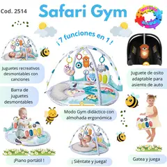 BABY ALIVE - GIMNASIO PIANO 7 EN 1 "SAFARI" INCLUYE JUEGOS DIDACTICOS - CELESTE