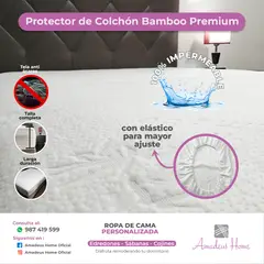 AMADEUS HOME - Protector de Colchón Queen Bamboo Impermeable Ajuste para Colchones Altos