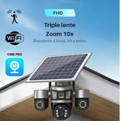 OEM - Cámara Solar Inalámbrica Triple Lente Full HD 360° para Exterior