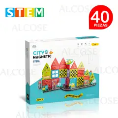 STM - Bloques magnéticos didácticos STEM CITY MAGNETIC caja 40 piezas