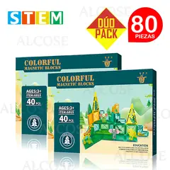 STM - Bloques magnéticos didácticos STEM ANIMAL PARK 40pz DÚO PACK 80 piezas