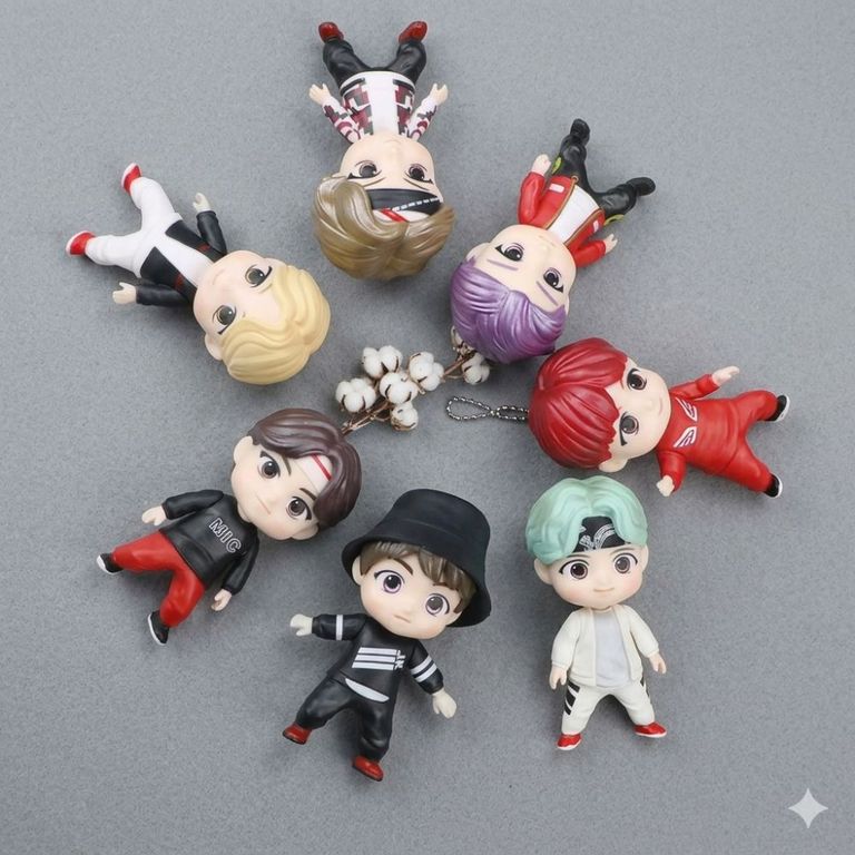 MUÑECOS BTS DE 7 UNIDADES -TINY TAN - FAN ARMY -SET COMPLETO -KPOP