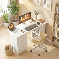 R&R MUEBLES - Escritorio Mappi 3 Cajones Blanco RyR Muebles