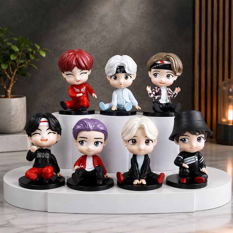 MUÑECO BTS 7 UNIDADES -TINY TAN - FAN ARMY -SET COMPLETO -KPOP