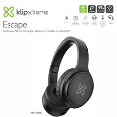 KLIP XTREME - Auricular Inalámbrico KNH-300BK Cancelacion Activa de Ruido