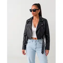 GENERICO - CASACA URBANA BIKER CON CORREA NEGRA DE MUJER