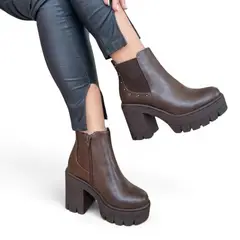 GENERICO - Botin Mujer Taco 6 Planta De Goma 1062-60 Color Chocolate
