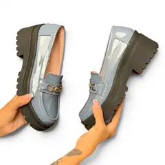 GENERICO - Mocasin Mujer Charol Taco 5 Avaricia 1022-58 Color Acero