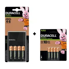 GENERICO - Cargador de Pilas Duracell + 4 Pilas AA + 4 PILAS AAA RECARGABLE