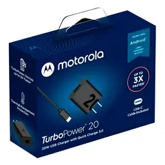 MOTOROLA - Cargador ORIGINAL TurboPower 20W QC3.0 Chip Quacomm INCLUYE CABLE 1mt Tipo C