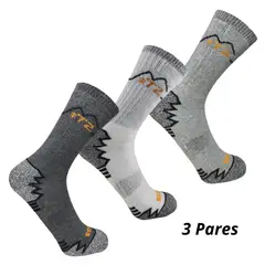 HEISS - Pack x3 Medias Trekking Botas de Trabajo de Algodón Extra-Reforzadas T2 Unisex